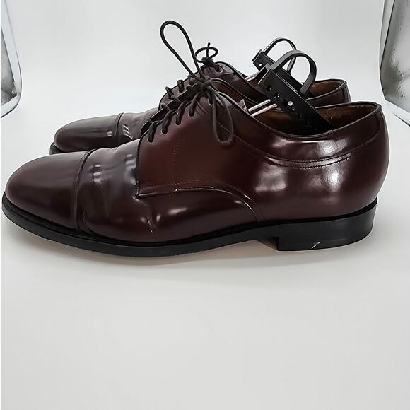 Johnston & Murphy Mens 10 Leather Cap-Toe Oxford Dress Shoes Burgundy Classic main image 13
